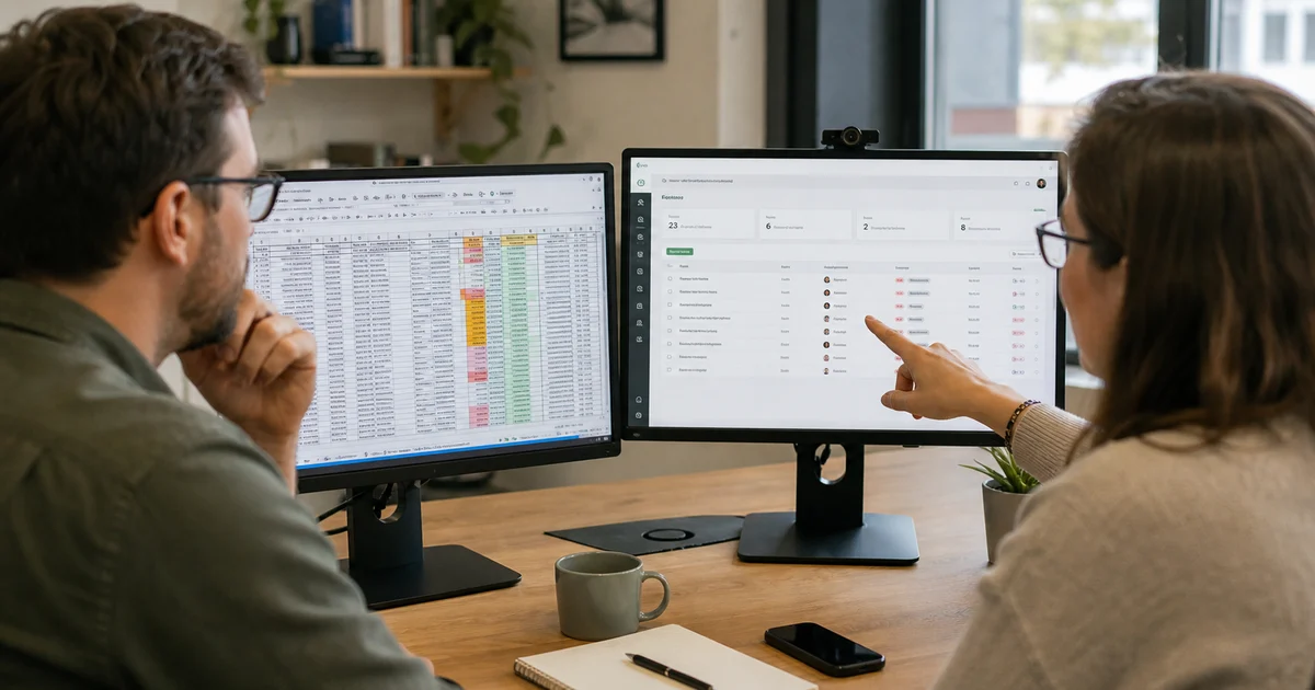 Une responsable compare un tableur complexe avec une application métier plus claire